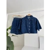 Taş Detaylı Gömlek Şort Denim Takım 10175