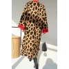 Uzun Leopar Hırka - Camel-Kırmızı