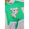 Yavru Koala Nakışlı Uzun Kollu Sweat 2li Kız Erkek Bebek Takımı Yeşil