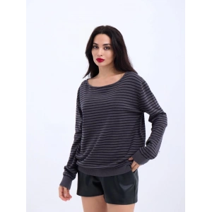 4215 TRİKO ÇİZGİLİ SALAŞ KAZAK-ANTRASİT-SİYAH