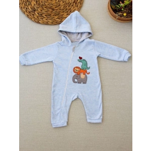 6-9 9-12 Ay Ef Çizgi Boy Fermuarlı Hayvanlar Alemi Nakışlı Kapşonlu Kız Erkek Bebek Tulumu