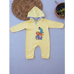 6-9 9-12 Ay Ef Çizgi Boy Fermuarlı Hayvanlar Alemi Nakışlı Kapşonlu Kız Erkek Bebek Tulumu