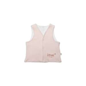 Bistyle Grow İn Love Çift Taraflı Bebe Yelek 18102 Pembe Ekru
