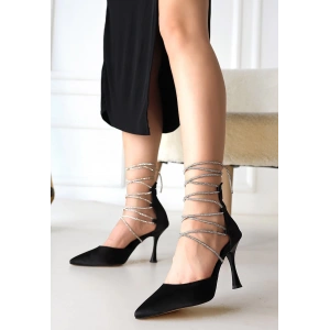 Blomy Siyah Saten Topuklu Ayakkabı