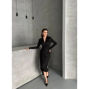 Drape Detaylı Midi Elbise