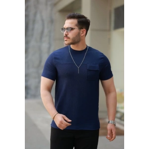 Erkek Cepli Kolyeli Kısa Kollu örme Kumaş Tişört