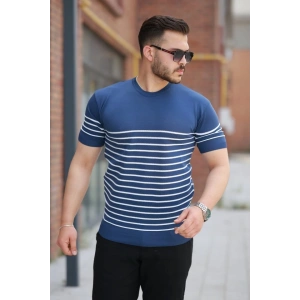 Erkek çizgi Desenli Bisiklet Yaka Kısa Kollu T-sihrt