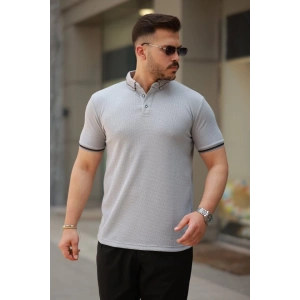 Erkek Düğmeli Yaka Waffle Kumaş Kısa Kollu Tişört