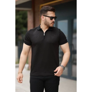 Erkek Fermuarlı Yaka Kısa Kollu Tişört