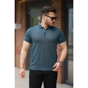 Erkek Fermuarlı Yaka Kısa Kollu Tişört