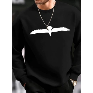 Erkek Uzun Kollu Bisiklet Yaka Kuş Desenli Iki Iplik Viskon Bluz