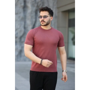 Erkek Viskon Kumaş Bisiklet Yaka Basic Tişört