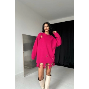 Fuşya Lazer Kesim Bluz