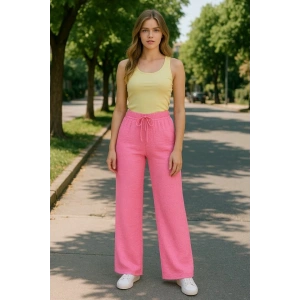 Kadın Beli Lastikli Pol Paça Pantolon