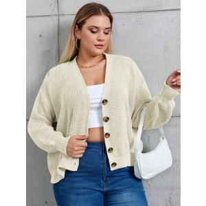 Kadın Beş Düğme Büyük Beden Triko Hırka