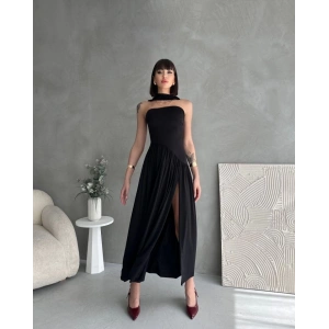 Kadın  Boğaz Kolsuz Maxi Boy Kalem Elbise