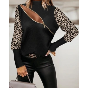 Kadın Fermuar Detay Dijital Baskılı Fırsat ürün Bluz