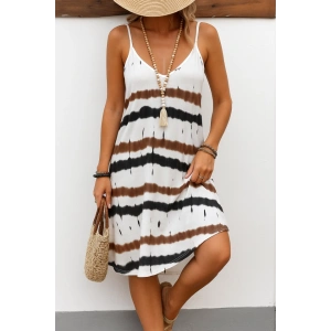 Kadın Ip Askılı V Yakalı Karışık Renkli Süprem Elbise