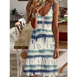 Kadın Ip Askılı V Yakalı Karışık Renkli Süprem Elbise