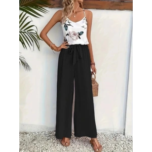 Kadın Ip Askılı V Yakalı Süprem Bluz Ve Aerobin Pantolon Ikili Takım