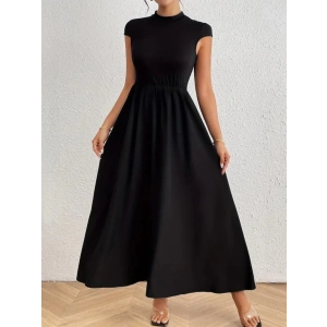 Kadın Kısa Kollu Yarı Balıkçı Yaka Viskon Elbise