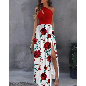 Kadın Tek Omuzdan Askılı Damla Detaylı üst Dalgıç Alt Süprem Maxi Elbise