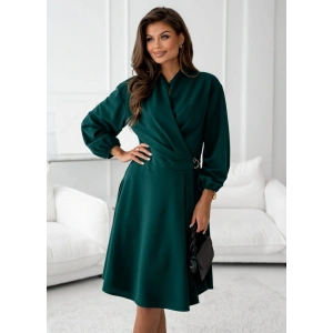 Kadın Uzun Kollu Hakim V Yakalı Yandan Toka Detaylı Ithal Mini Krep Elbise