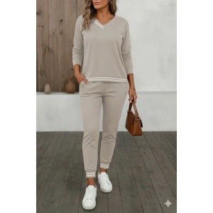 Kadın Uzun Kollu Ribana Detay Viskon Iki Iplik Ikili Takım