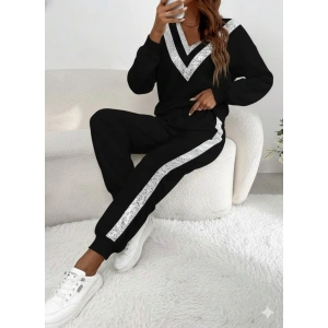 Kadın Uzun Kollu V Yakalı Pulpayetli Viskon Iki Iplik Bluz Ve Pantolon