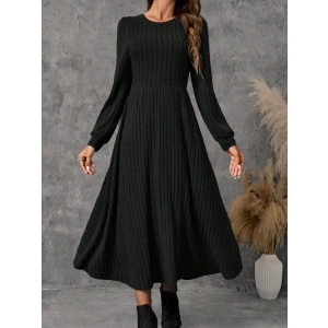 Kadın Uzun Kollu Yuvarlak Yakalı Kiloş Uzun şardonlu Kaşkorse Elbise