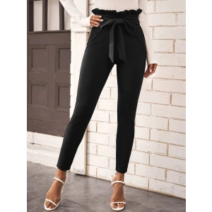 Kadın Yüksek Bel Beli Fırfırlı önden Bağlamalı Ithal Krep Pantolon