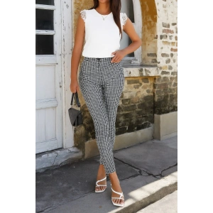 Kadın Yüksek Bel Desenli Dalgıç Pantolon