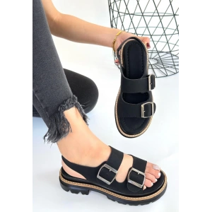 Milta Siyah Nubuk Sandalet