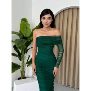 Polack Tek Omuz Tül Elbise