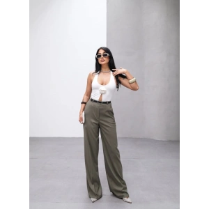 Poly Viscose Yüksek Bel Kemerli̇ Ve Dökümlü Palazzo Pantolon (Kemer Dahi̇l)