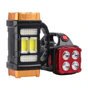 Solar Ve Usb Şarjlı Led + Cob El Feneri | 1500 Mah Şarjlı Taşınabilir Çalışma Işığı–su geçirmez