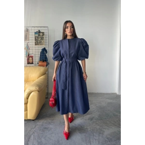 TENCEL KARPUZ KOL ELBİSE - İndigo