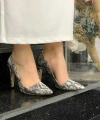 6540 Desenli Deri Stiletto Gri