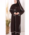 8001-1 Biyeli Pantolonlu Tunik Takım  Şal Kahverengi