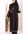 8001-1 Biyeli Pantolonlu Tunik Takım  Şal Kahverengi