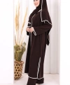 8001-1 Biyeli Pantolonlu Tunik Takım  Şal Kahverengi