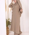 8001-1 Biyeli Pantolonlu Tunik Takım  Şal Vizon