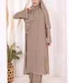 8001-1 Biyeli Pantolonlu Tunik Takım  Şal Vizon