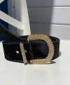 9002 Taşlı Kadife Kemer Gold