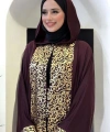 Arapça Harf Baskılı Abaya 70014 Bordo