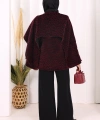 Atkı Detay Leoparlı Panço 70061-1 Bordo