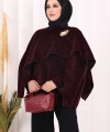 Atkı Detay Leoparlı Panço 70061-1 Bordo