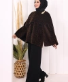 Atkı Detay Leoparlı Panço 70061-1 Kahverengi