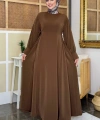 Bağlama Detaylı Elbise 6015 Kahverengi