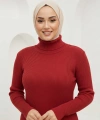 Balıkçı Yaka Düz Model Triko Kazak 4138 Bordo